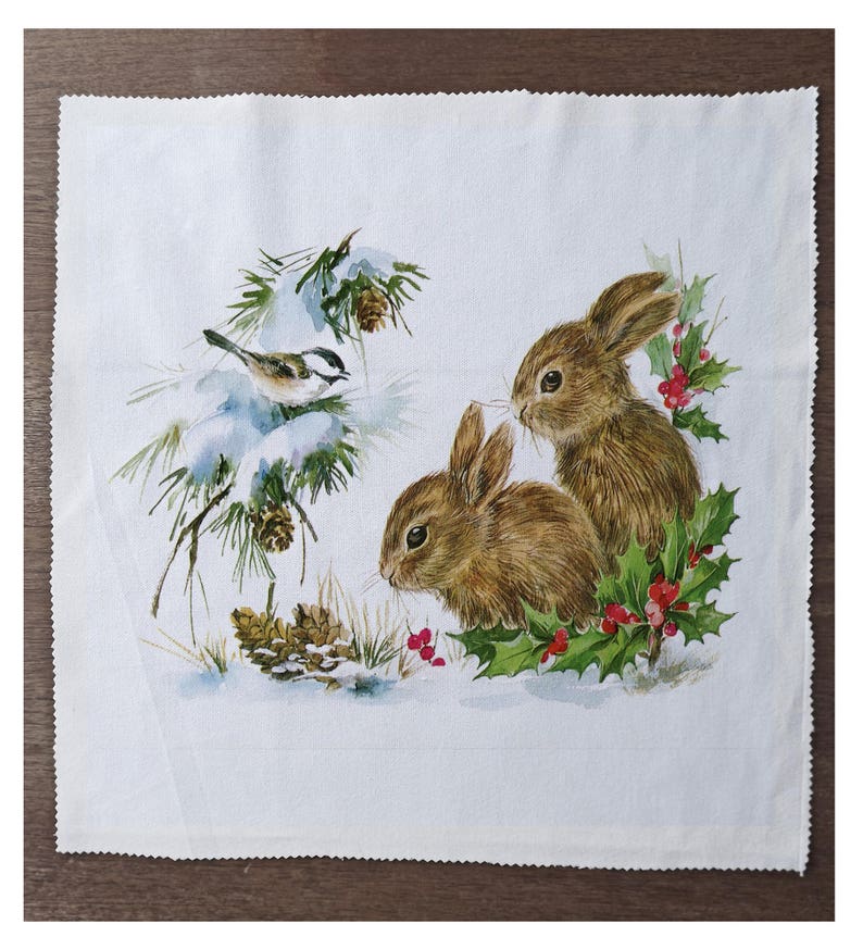 Children In Snow Printed On Fabric Panel Make A Cushion Upholstery Craft