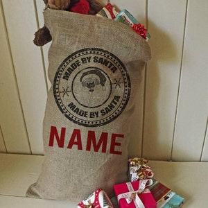 Personalized Large Father Christmas Xmas Santa Sack / Stocking Bag Jute Hessian