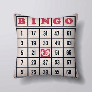Tarjeta de bingo - puede ser personalmente personalizado - funda de cojín o rellena con inserto