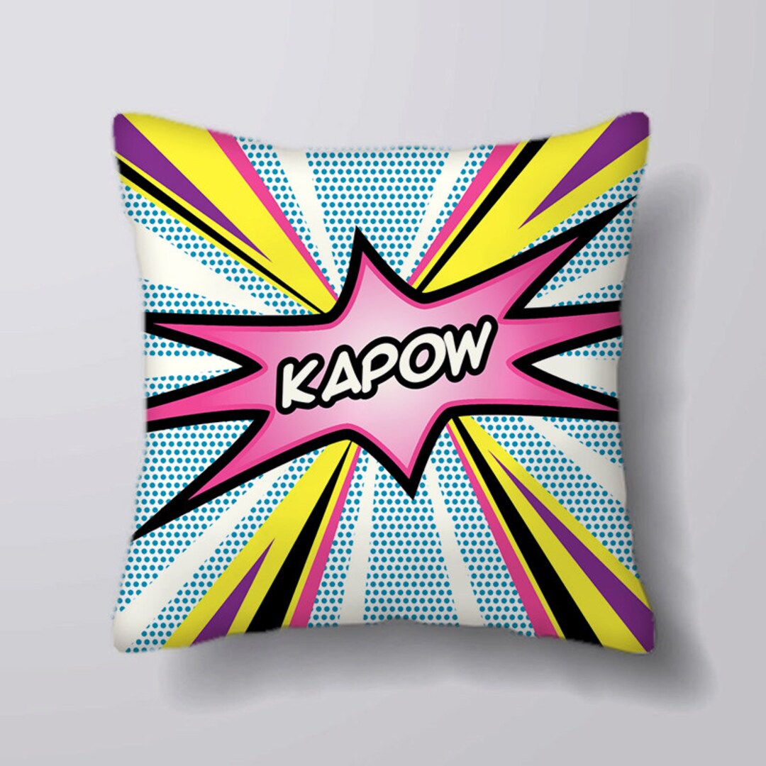 Pop Art Cushion Cover WITH Insert Pad – 18x18 Inch, Digital Funky Sofa Throw Pillow
