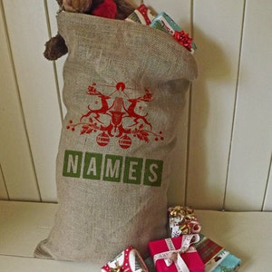 Personalized Large Father Christmas Xmas Santa Sack / Stocking Bag Jute Hessian