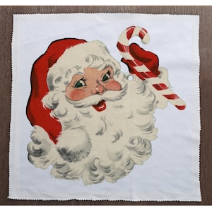 Vintage Santa Claus St Nick Christmas - Sewing, Cushion, Upholstery, Craft, Patchwork and Quilting Fabric Panel 100% cotton