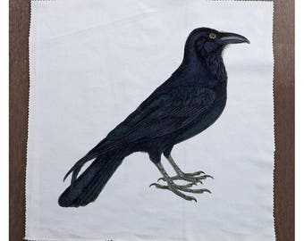 Black Crow Bird Vintage - Sewing, Cushion, Upholstery, Craft, Patchwork and Quilting Fabric Panel 100% cotton