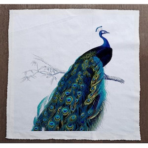 Peacock Bird  - Customizeable Personlized   - Sewing, Cushion, Upholstery, Craft, Patchwork and Quilting Fabric Panel 100% cotton