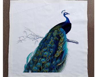 Peacock Bird  - Customizeable Personlized   - Sewing, Cushion, Upholstery, Craft, Patchwork and Quilting Fabric Panel 100% cotton