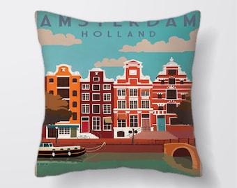 Amsterdam Travel - Personalizado Personlized -Cushion Funda o Relleno con Insert