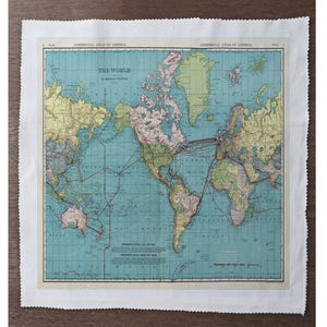 Weltkarte - Näh-, Kissen-, Polster-, Handwerk, Patchwork und Quilting Stoff-Panel 100% Baumwolle