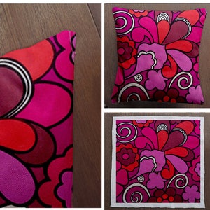 Vintage 1960s Style Retro PInk Red  - Cushion Cover Case Or Stuffed With Insert