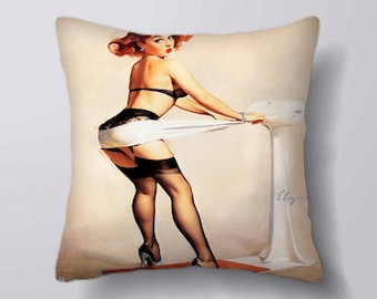 Exercício Pin Up Girl sexy - Capa de almofada ou recheada com inserção