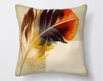 Bird Feather -Cushion Cover Case Or Stuffed With Insert