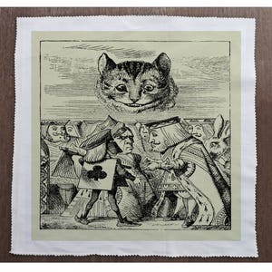 Alice In Wonderland Cheshire Cat Vintage - Sewing, Cushion, Upholstery, Craft, Patchwork and Quilting Fabric Panel 100% cotton