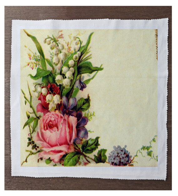 Roses Lily Bouquet Printed On Fabric Panel Make A Cushion Upholstery Craft