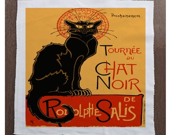 Chat Noir Black Cat - - Sewing, Cushion, Upholstery, Craft, Patchwork and Quilting Fabric Panel 100% cotton