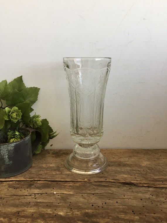 Antique Federal Glass Vase Clear Glass Vintage Cottage Etsy