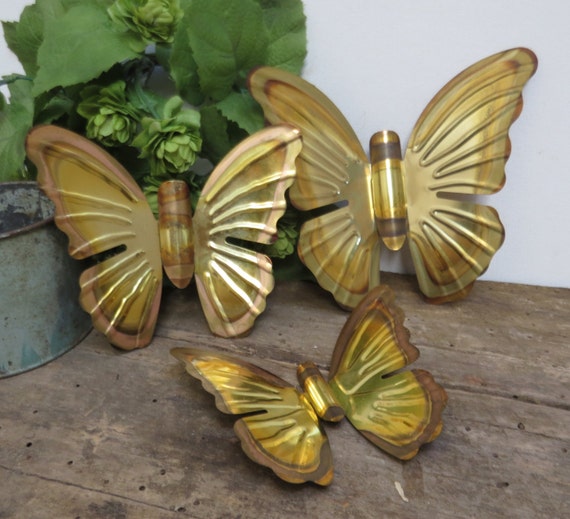 Vintage Metal Butterfly Wall Home Decor Butterflies Set of | Etsy