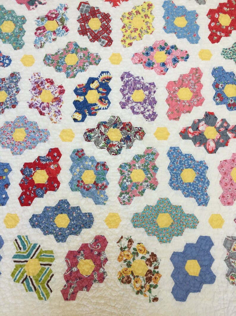 Antique Crib Quilt Patchwork Martha Washington's Flower Etsy