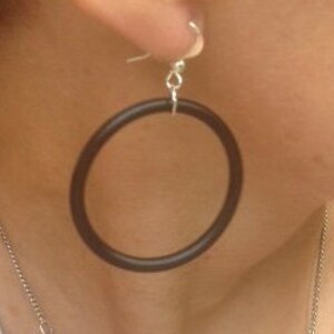 black ring earrings drop dangle hook ear cuff stud earrings gold earrings silver earring pierced ears rubber