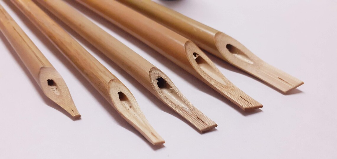 X5 Bamboo Reed Pens and Black Ink 15 Ml for Calligraphy Etsy Canada