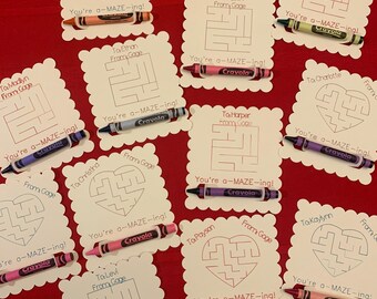 Custom Maze Valentines for Class - Crayons not included
