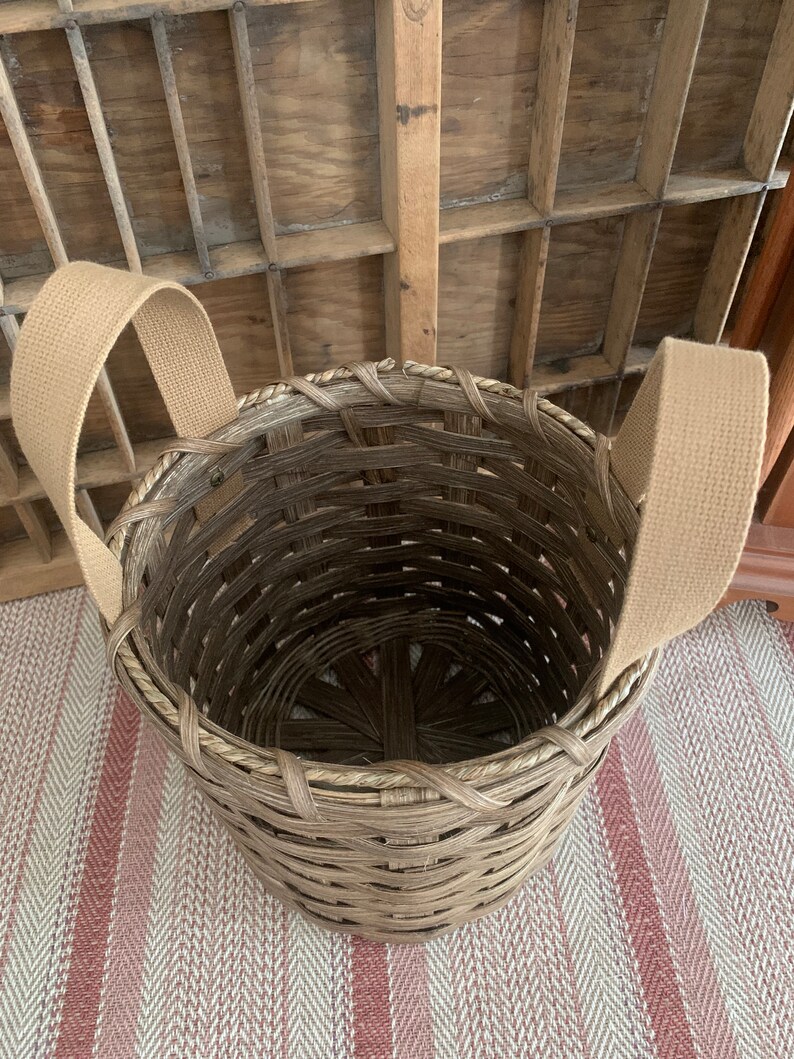 Handmade Basket, Storage Basket, Kindling Basket, Farmhouse Decor, Primitive Decor, Floor Basket, Gift Basket, Made in USA image 2