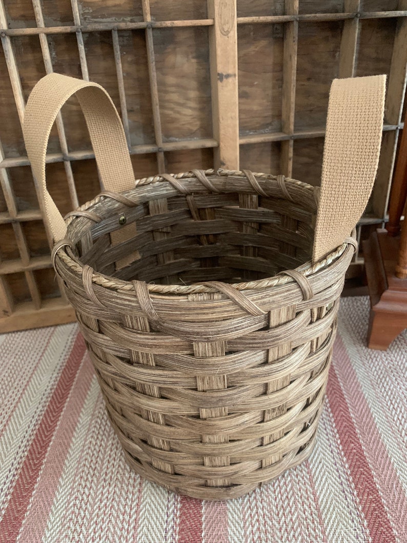 Handmade Basket, Storage Basket, Kindling Basket, Farmhouse Decor, Primitive Decor, Floor Basket, Gift Basket, Made in USA image 1