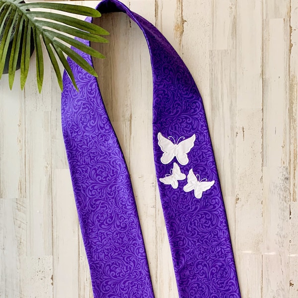 Clergy Stole - Gold Satin with Purple Latin Crosses