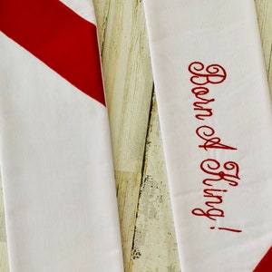 White Christmas Clergy Stole w/ Bethlehem Star & Born A King Quote for Pastor image 1