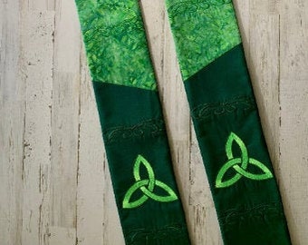 Green Clergy Stole w/ Trinity Symbol for Pastor