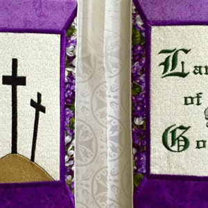 Purple Mosaic Stole with Lenten Symbols for Pastor image 4