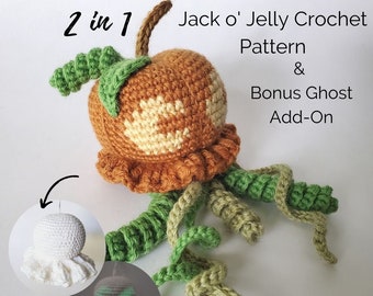 Jack o' Jelly 2 in 1 Crochet Pattern | Pumpkin Jellyfish and Ghost Jellyfish Halloween Pattern