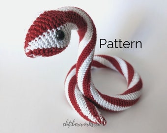 Piper the Peppermint Snake Crochet Pattern | Easy & Mindless Candy Cane Snake Pattern