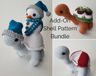 Sammie the Turtle Christmas Shell Add-On Pattern Bundle | Removable Christmas Shell Patterns