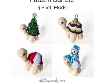 Sammie the Turtle Holiday Shell Bundle | 4 Removable Shell Crochet Patterns