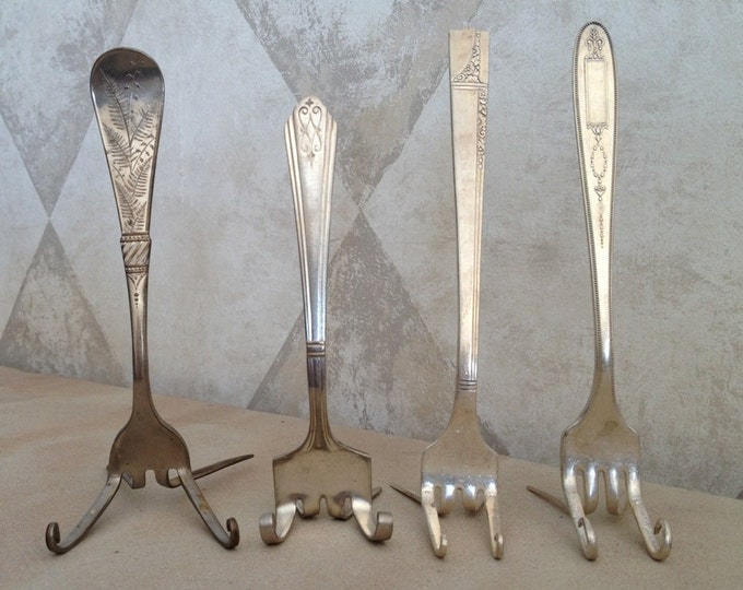 SET OF 8 Vintage Fork Place Card Holders Etsy