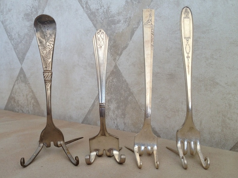 SET OF 8 Vintage Fork Place Card Holders image 1