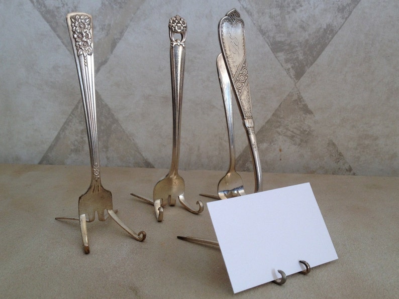 SET OF 8 Vintage Fork Place Card Holders image 4