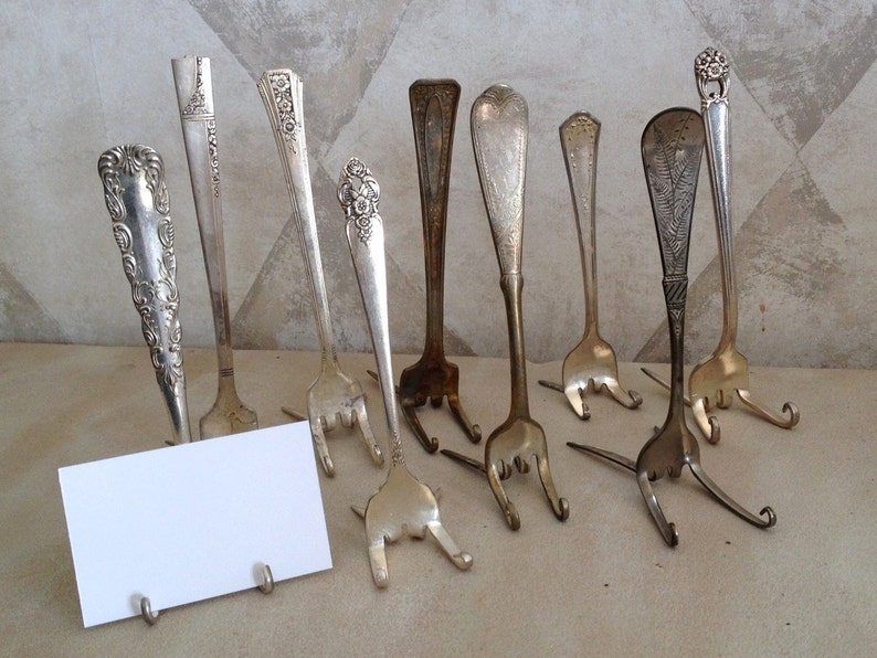 SET OF 8 Vintage Fork Place Card Holders image 5