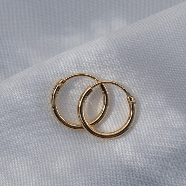 MAGDA – Hoop earrings 10 mm sterling silver, gold plated, rose gold or 585 yellow gold