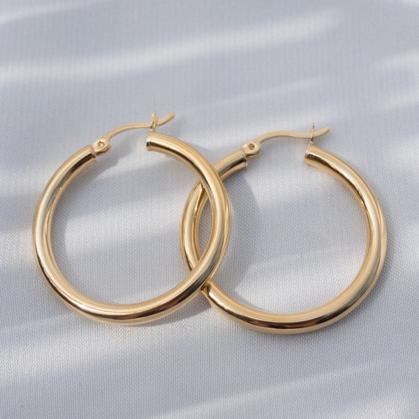 BLANCA MAXI - Wide hoop earrings 30 mm in gold, silver or rose gold / sterling silver hoop earrings / earrings 925 silver / nickel-free hoop earrings