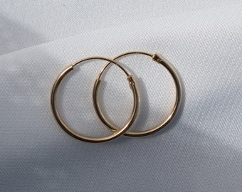 MAGDA – Pendientes de aro de 16 mm de plata de primera ley, baño de oro, oro rosa u oro amarillo 585
