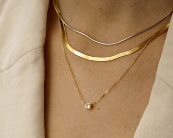 LESKA THIN – Schlangenkette 3 mm in Gold, Silber oder Roségold, Sterling Silber, Fischgrätkette