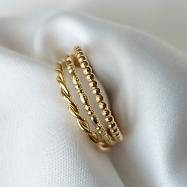 ALEXIA II – Set of 3 stacking rings in silver, gold or rose gold