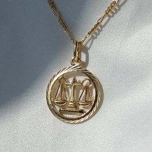 Zodiac sign necklace – Libra – 925 silver or gold-plated – with Figaro chain – Astrology jewelry – personalized gift