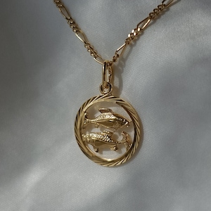 Zodiac sign necklace – Pisces – 925 silver or gold-plated – with Figaro chain – Astrology jewelry – personalized gift