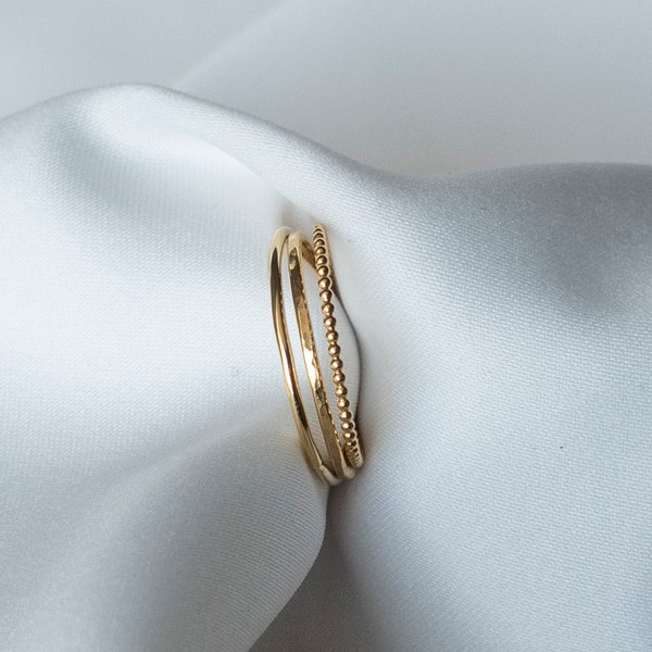 ALEXIA I – Set of 3 stacking rings in silver, gold or rose gold / size. 47 to 67 / Sterling Silver