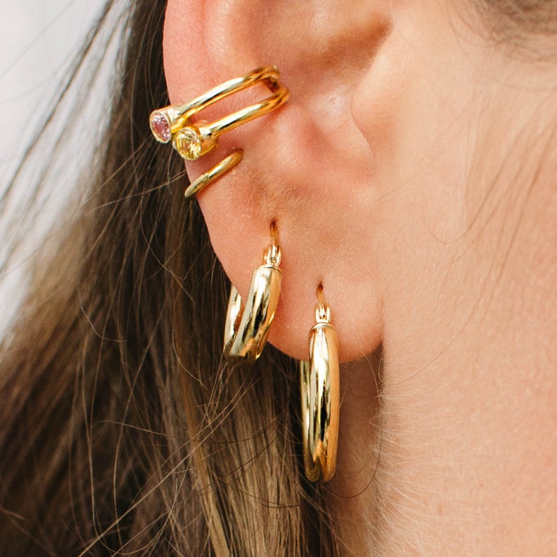 BLANCA MIDI Wide hoop earrings 20 mm in gold, silver or rose gold image 3