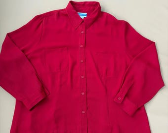 Vintage Pendleton Plus Size 20W Red Button Down Long Sleeve Shirt Blouse