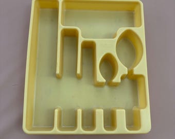 Vintage Rubbermaid Silverware Drawer Organizer Utensil Flatware Tray Yellow 2922