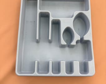 Vintage Rubbermaid Silverware Drawer Organizer Utensil Flatware Tray Blue 2922