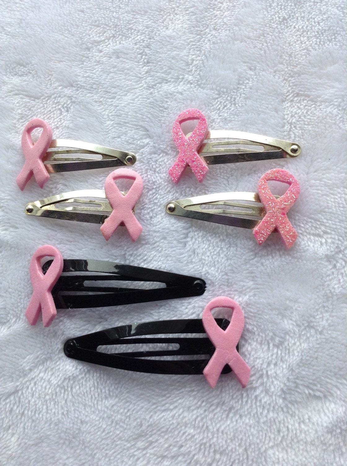Sparkly pink alligator hair clips 1 pair breast cancer Etsy